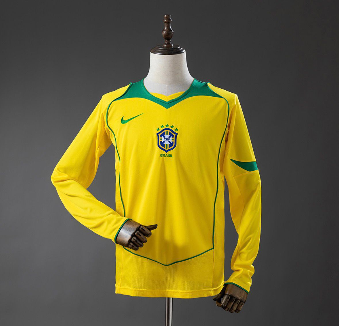 Brazil Home Long Sleeved Retro Jersey 2004